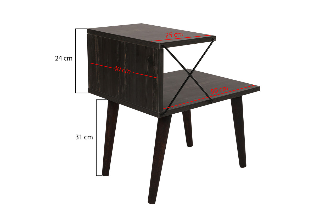 Bedside tables - Bedside table Cross Dark Brown Melamine 50x55x40 cm - Dimehouse