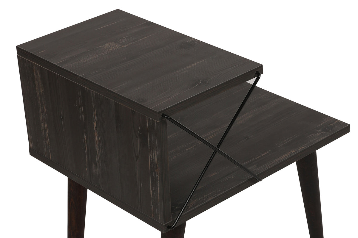 Bedside tables - Bedside table Cross Dark Brown Melamine 50x55x40 cm - Dimehouse