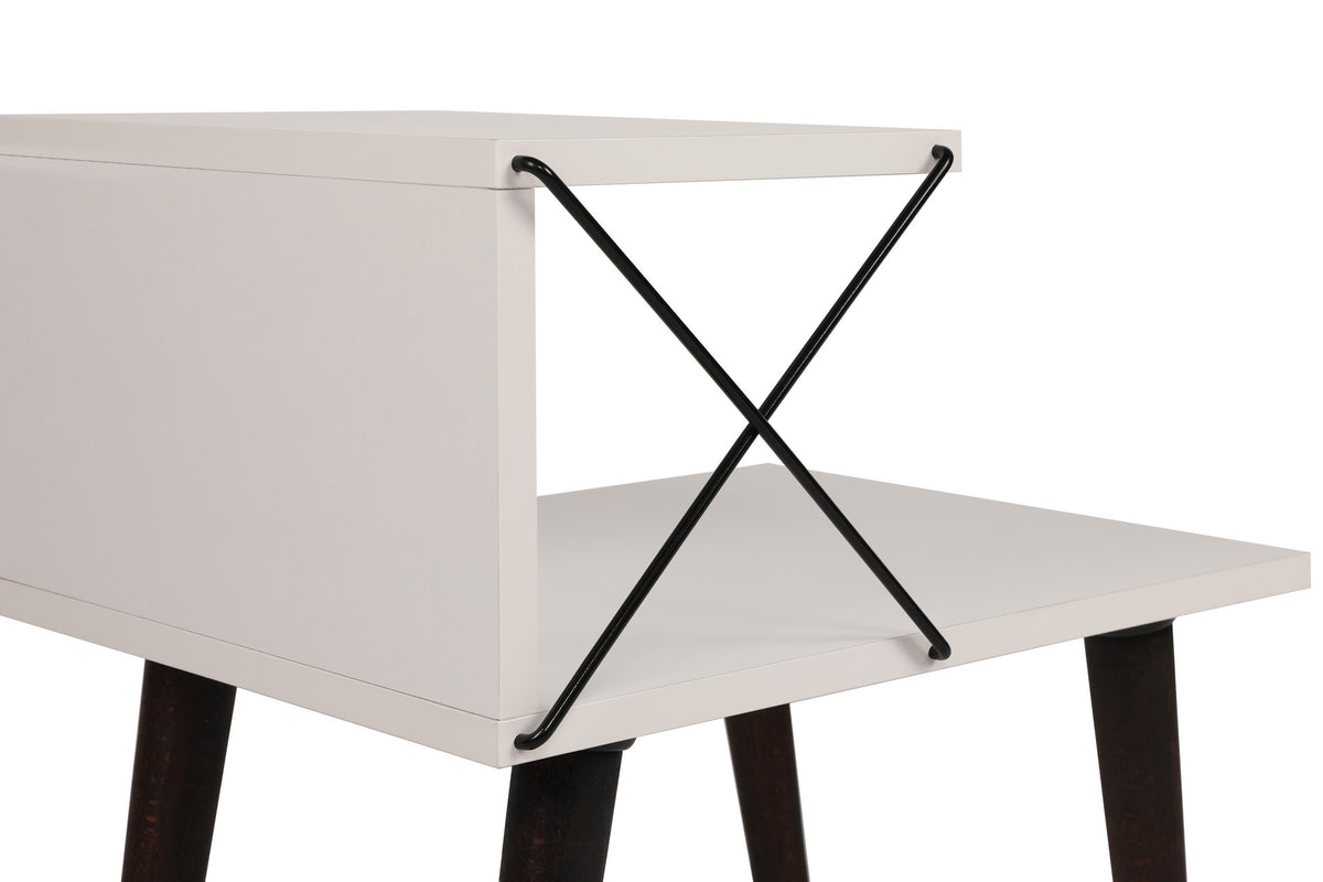 Bedside tables - Bedside table Cross White Melamine 50x55x40 cm - Dimehouse