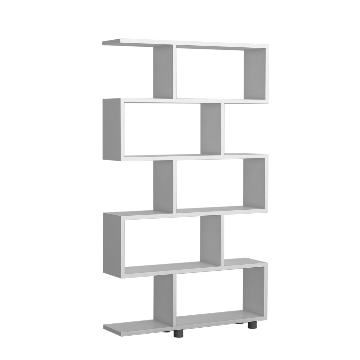 Bookcases - S - shaped bookcase white melamine Elif 90x156x20 cm - Dimehouse