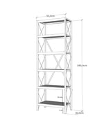 Bookcases - Bookcase Suadiye Atlantic Pine Black Melamine 50x180x30 cm - Dimehouse