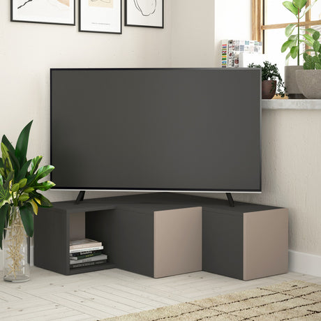 TV Furniture - TV Furniture Compact Anthracite Brown Melamine 90x32x92 cm - Dimehouse