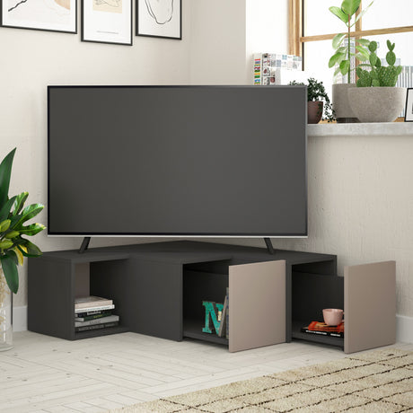 TV Furniture - TV Furniture Compact Anthracite Brown Melamine 90x32x92 cm - Dimehouse