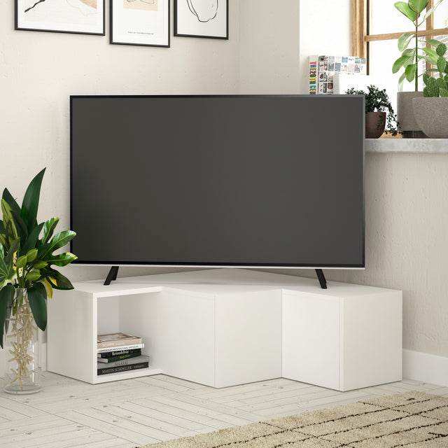 TV Furniture - TV Furniture Compact White Melamine 90x32x92 cm - Dimehouse