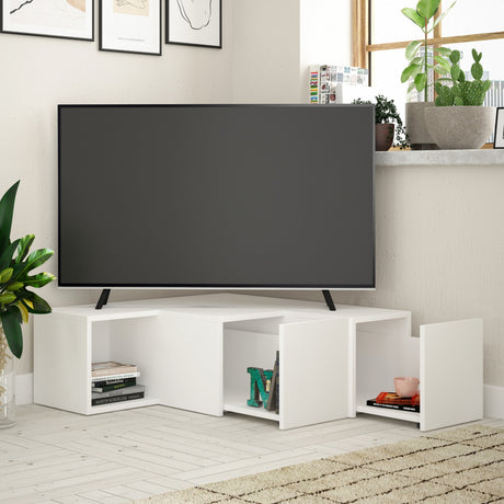 TV Furniture - TV Furniture Compact White Melamine 90x32x92 cm - Dimehouse