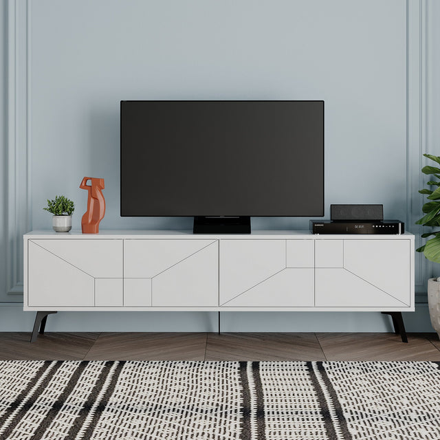 TV Furniture - TV Furniture Dune White Melamine 180x50x29.6 cm - Dimehouse