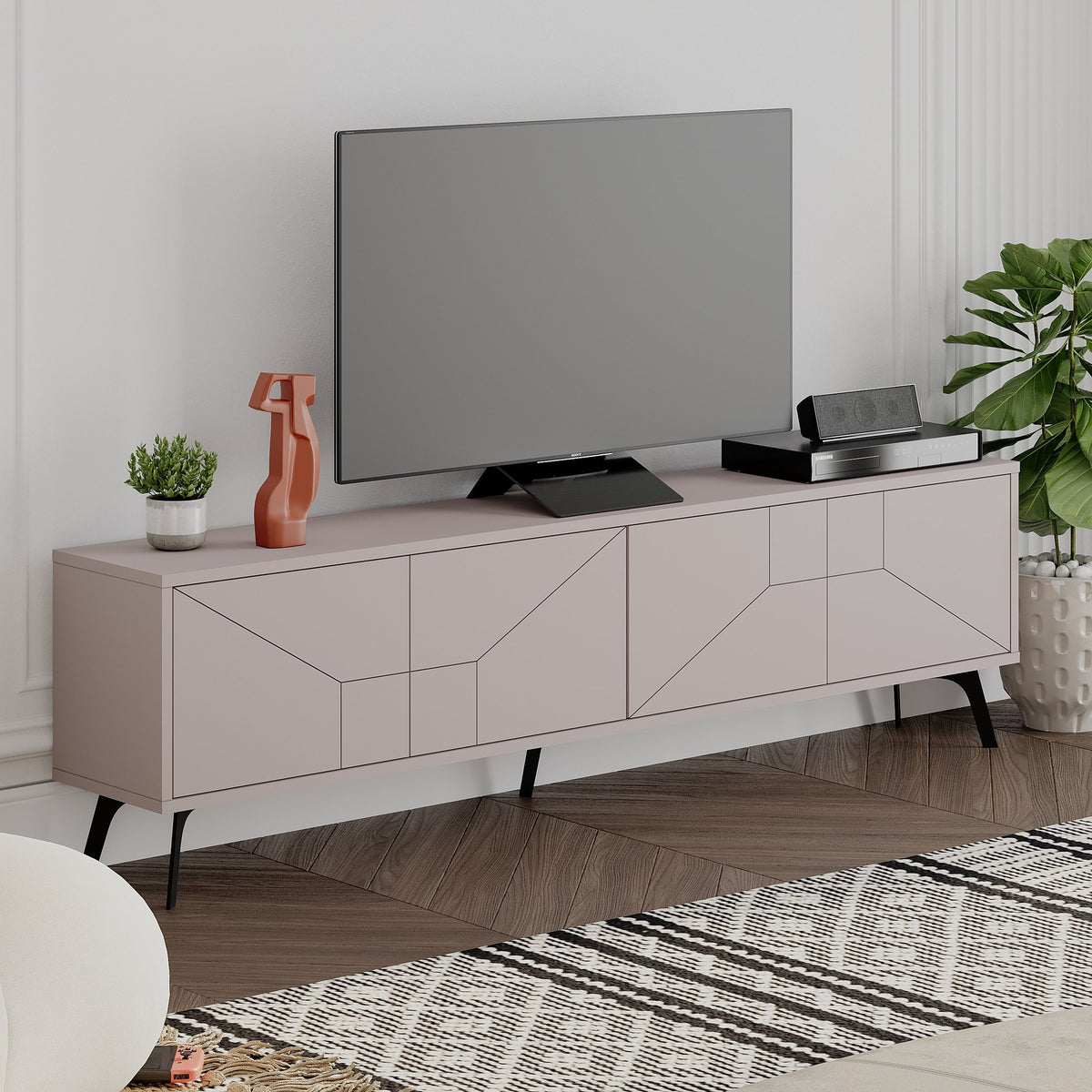 TV Furniture - TV Furniture Dune Mocha Melamine 180x50x29.6 cm - Dimehouse
