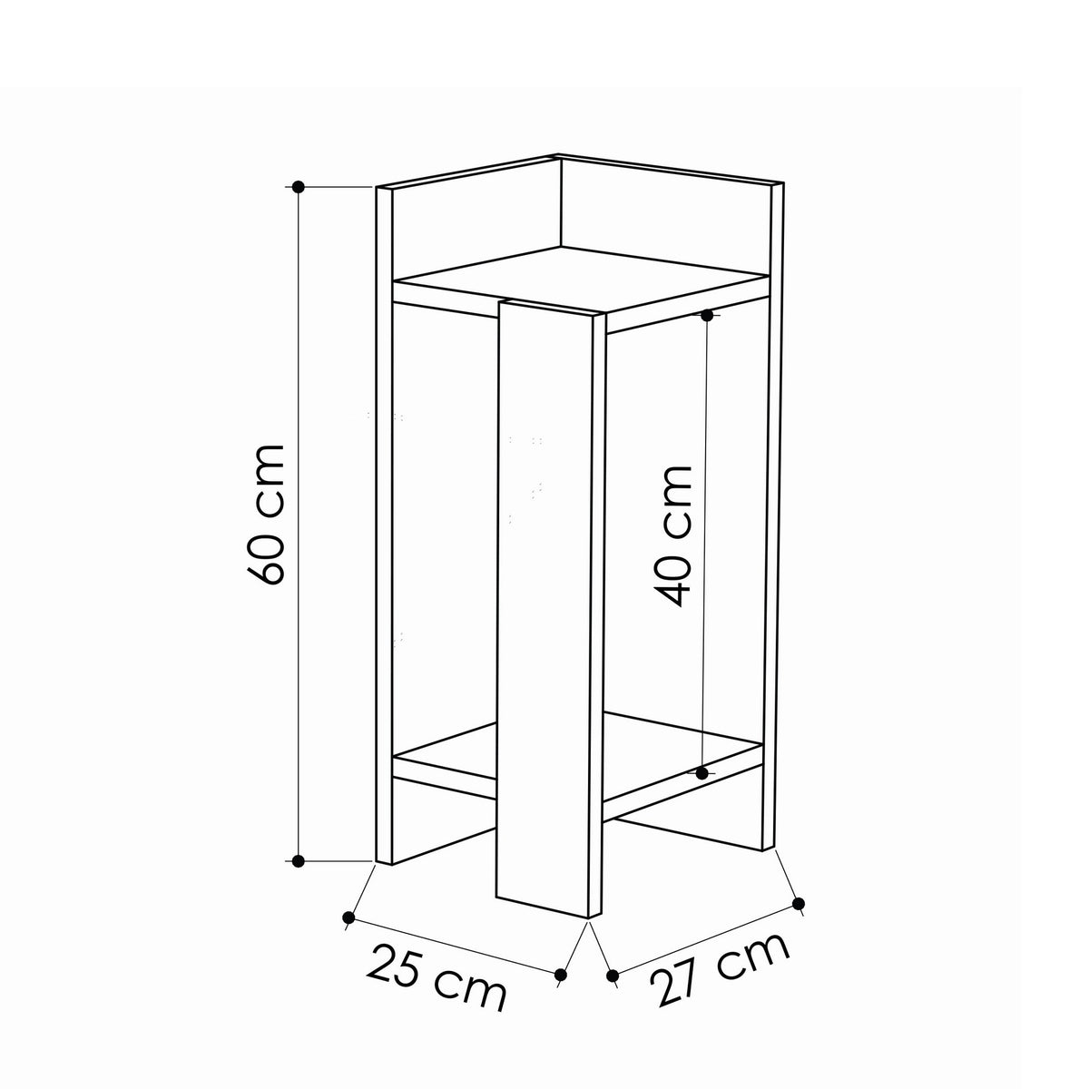 Bedside tables - Bedside table Left Elos Mocha Melamine 25x60x27 cm - Dimehouse