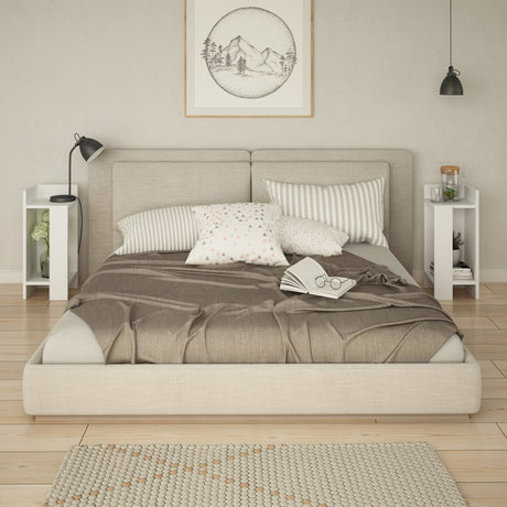 Bedside tables - Bedside table Set of 2 Elos White Melamine 25x60x27 cm - Dimehouse