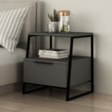 Bedside tables - Bedside table Pal Anthracite Melamine 45x50x40 cm - Dimehouse