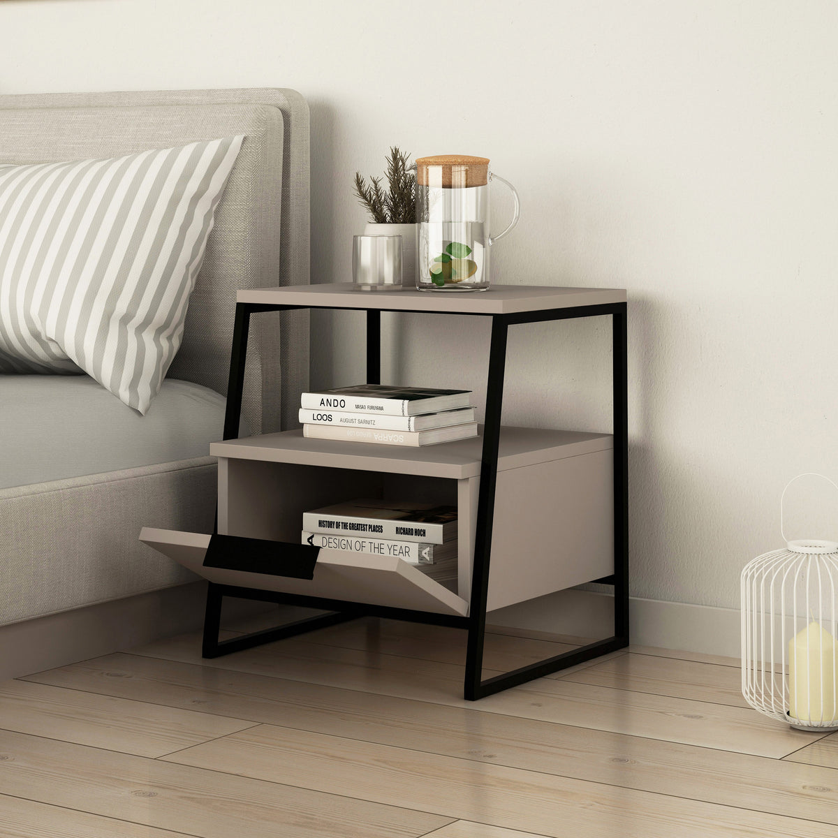 Bedside tables - Bedside table Pal Mocha Melamine 45x50x40 cm - Dimehouse