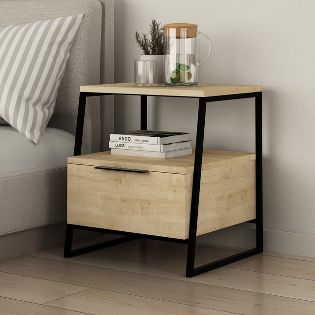 Bedside tables - Bedside table Pal Oak Melamine 45x50x40 cm - Dimehouse