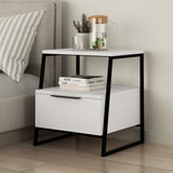 Bedside tables - Bedside table Pal White Black Melamine 45x50x41 cm - Dimehouse