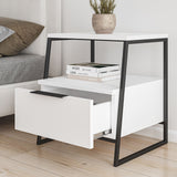 Bedside tables - Bedside table Pal White Black Melamine 45x50x41 cm - Dimehouse