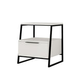 Bedside tables - Bedside table Pal White Black Melamine 45x50x41 cm - Dimehouse