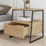 Bedside tables - Bedside table Pal Oak Black Melamine 45x50x41 cm - Dimehouse