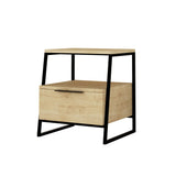 Bedside tables - Bedside table Pal Oak Black Melamine 45x50x41 cm - Dimehouse