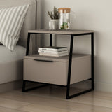 Bedside tables - Bedside table Pal Mocha Black Melamine 45x50x41 cm - Dimehouse