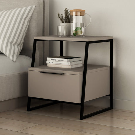 Bedside tables - Bedside table Pal Mocha Black Melamine 45x50x41 cm - Dimehouse
