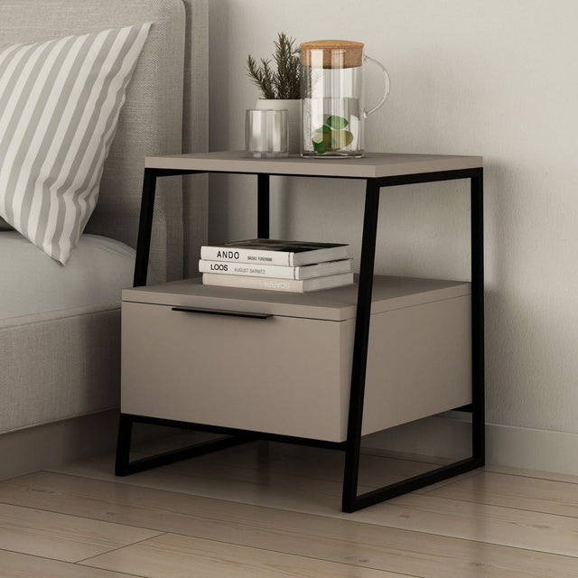 Bedside tables - Bedside table Pal Mocha Black Melamine 45x50x41 cm - Dimehouse