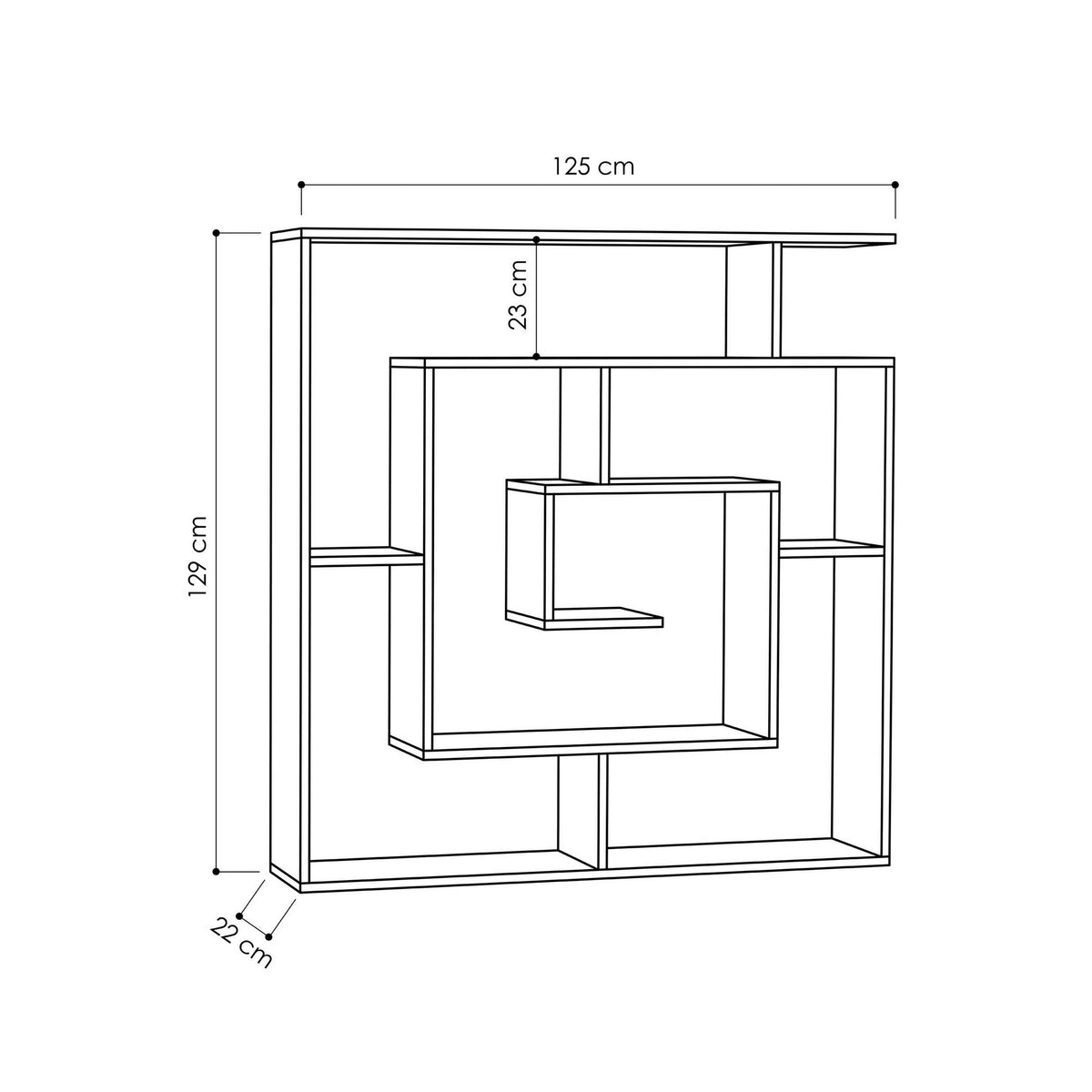 Bookcases - Bookcase Maze Anthracite Melamine 125x129x22 cm - Dimehouse