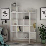 Bookcases - Bookcase white melamine Manco 122x188x25.5 cm - Dimehouse