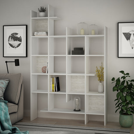 Bookcases - Bookcase white melamine Manco 122x188x25.5 cm - Dimehouse
