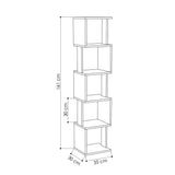 Bookcases - Bookcase 5 zigzag compartments oak anthracite melamine Piri 35x161x30 cm - Dimehouse