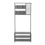 Coat Racks - Wardrobe Furniture Coat Rack Anthracite Melamine Novad - With Shelves - Dimehouse