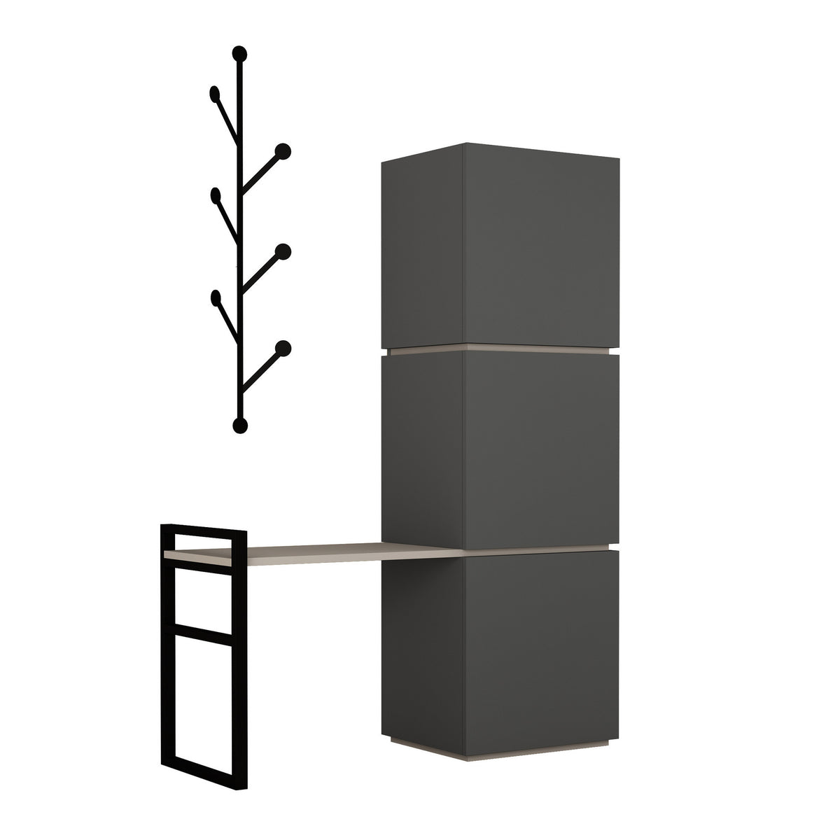Shoe cabinets - Shoe cabinet Mello Anthracite Brown Melamine 109x149x39 cm - Dimehouse
