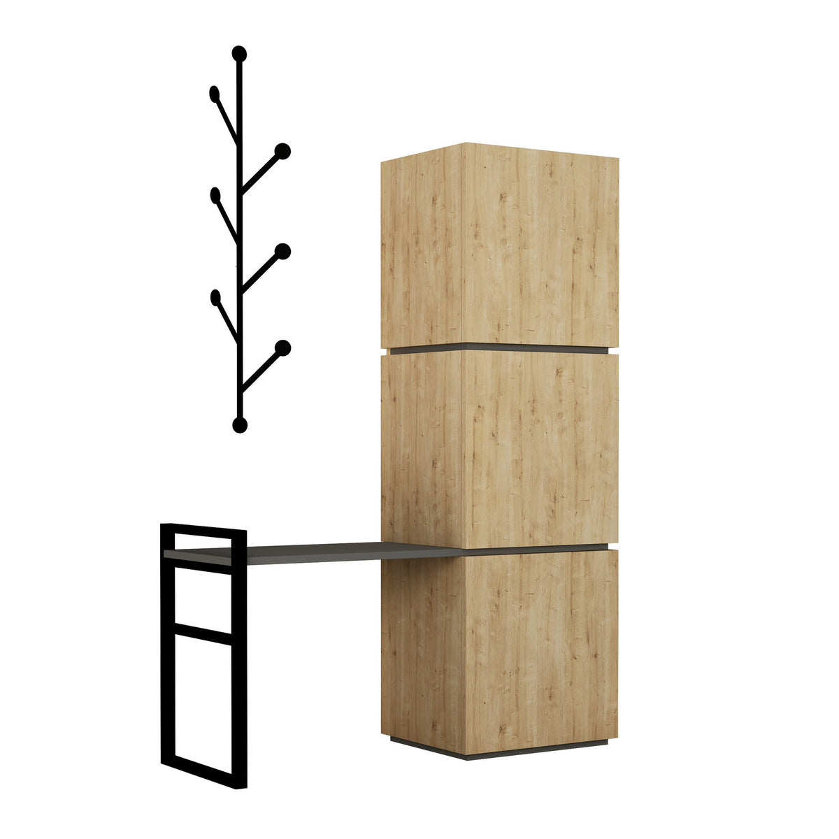 Shoe cabinets - Shoe cabinet Mello Oak Anthracite Melamine 109x149x39 cm - Dimehouse