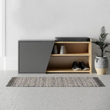 Shoe cabinets - Shoe cabinet Fiona Oak Anthracite Melamine 104x37x47 cm - Dimehouse