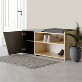Shoe cabinets - Shoe cabinet Fiona Oak Anthracite Melamine 104x37x47 cm - Dimehouse