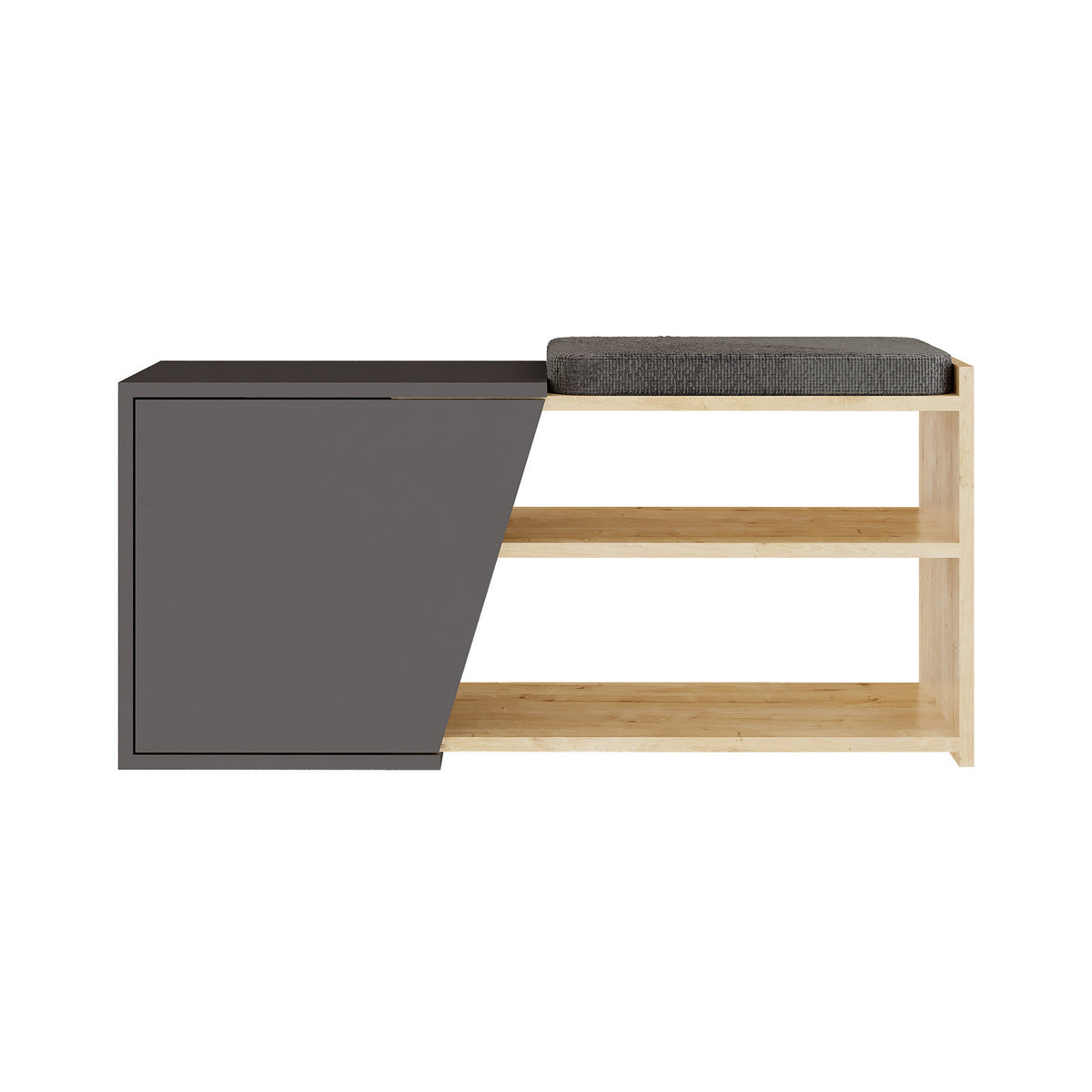 Shoe cabinets - Shoe cabinet Fiona Oak Anthracite Melamine 104x37x47 cm - Dimehouse