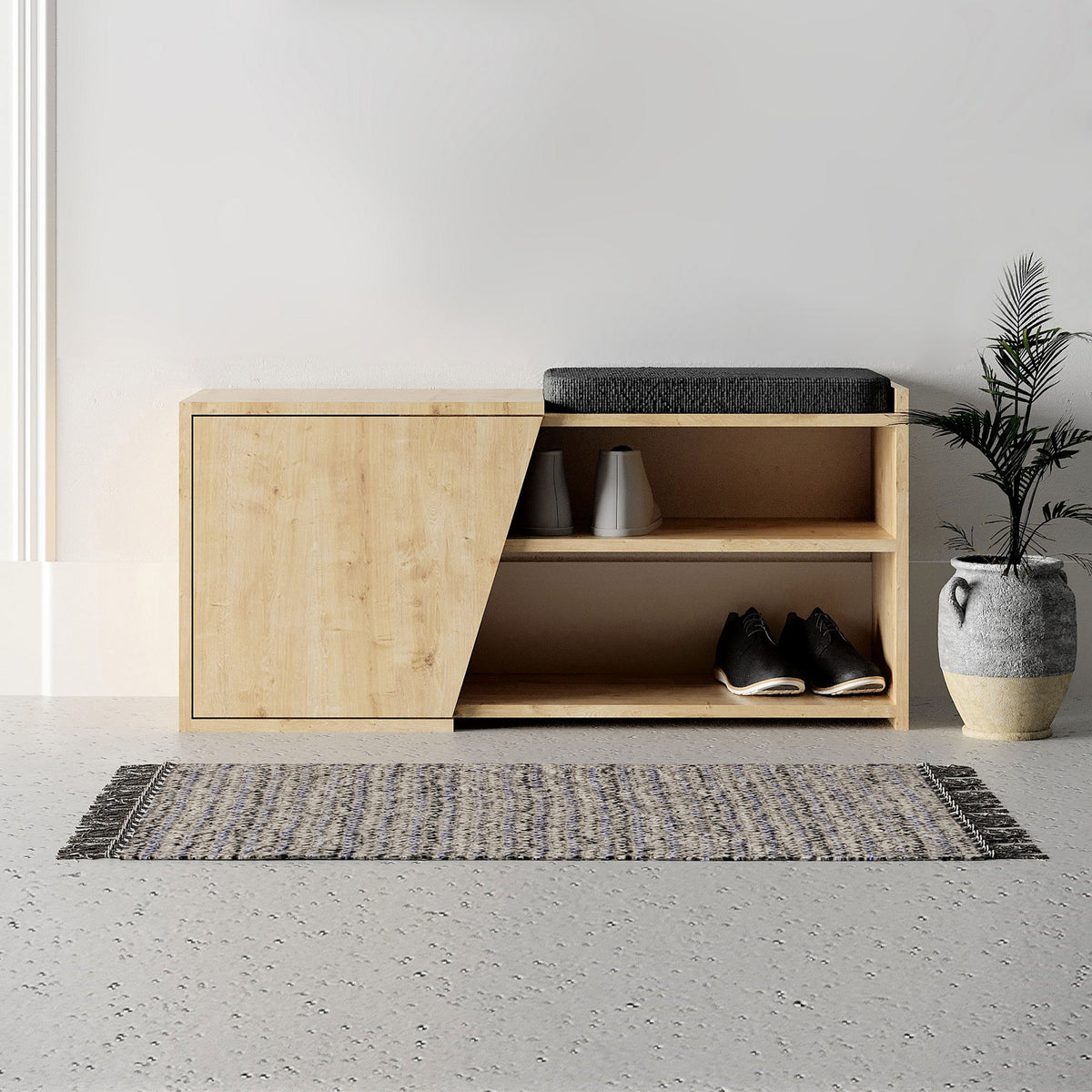 Shoe cabinets - Shoe cabinet Fiona Oak Melamine 104x37x47 cm - Dimehouse