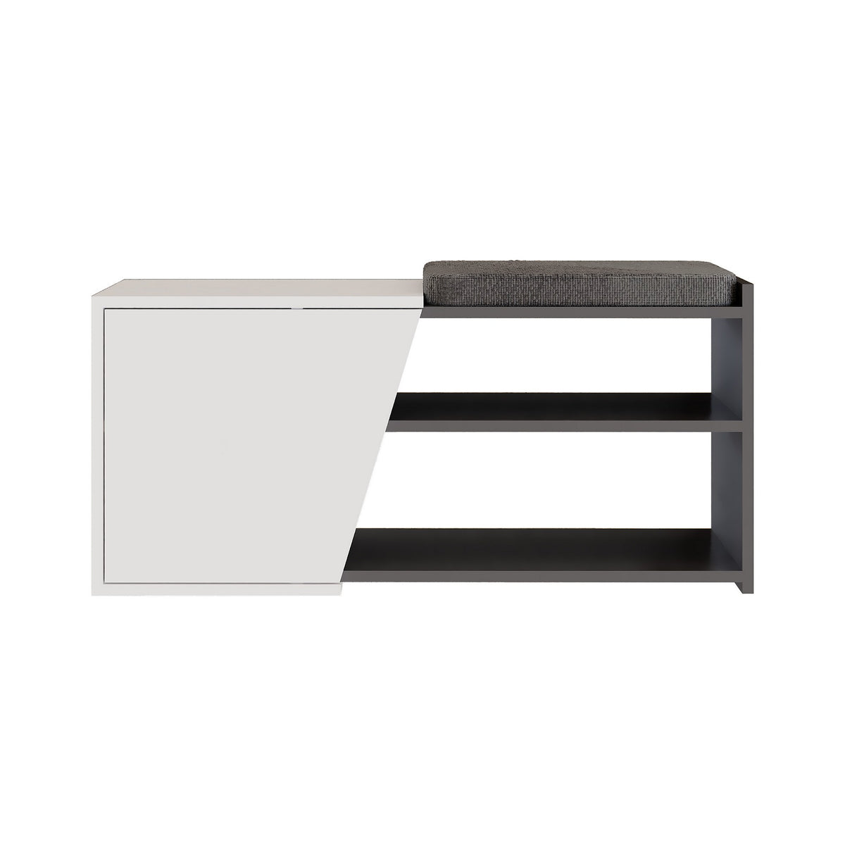 Shoe cabinets - Shoe cabinet Fiona Bench Anthracite White Melamine 104.6x47.2x37.5 cm - Dimehouse