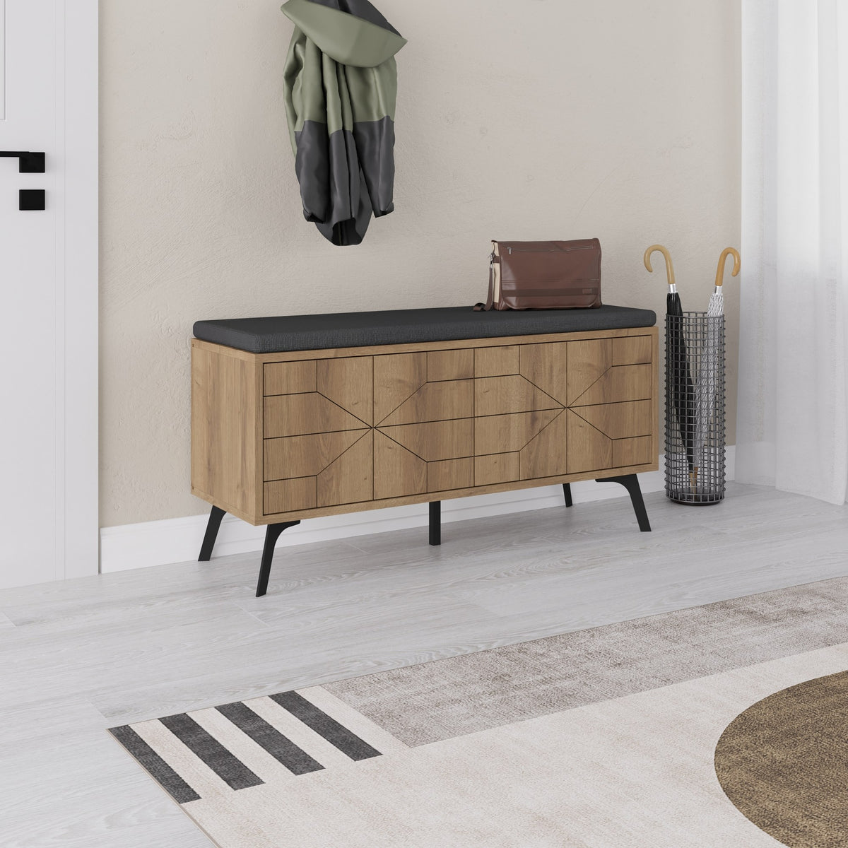Shoe cabinets - Shoe cabinet Dune Bench Natural Melamine 107x55x35 cm - Dimehouse