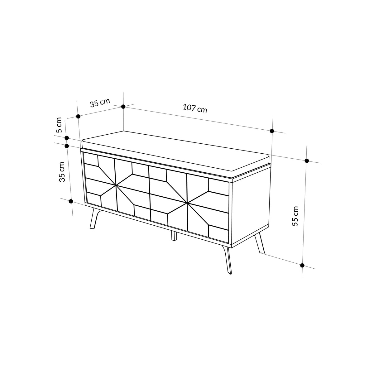 Shoe cabinets - Shoe cabinet Dune Bench Natural Melamine 107x55x35 cm - Dimehouse