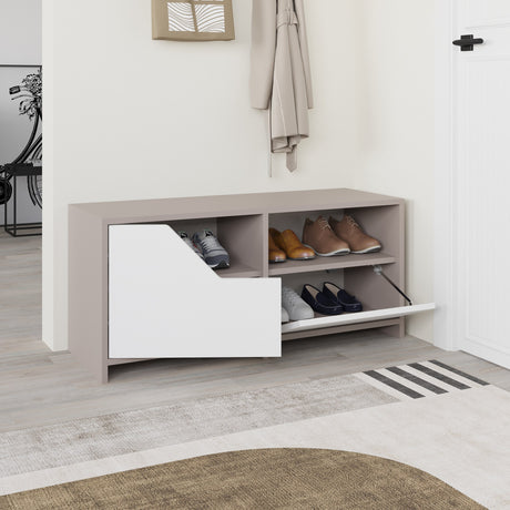 Shoe cabinets - Shoe cabinet Nexus Mocha White Melamine 105x47x37 cm - Dimehouse