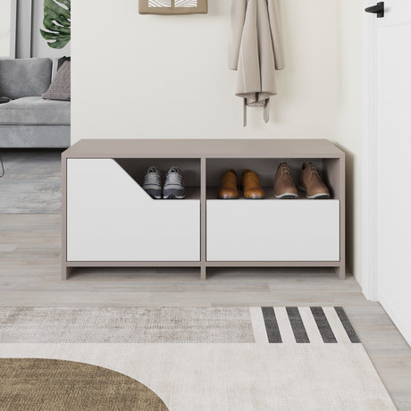 Shoe cabinets - Shoe cabinet Nexus Mocha White Melamine 105x47x37 cm - Dimehouse