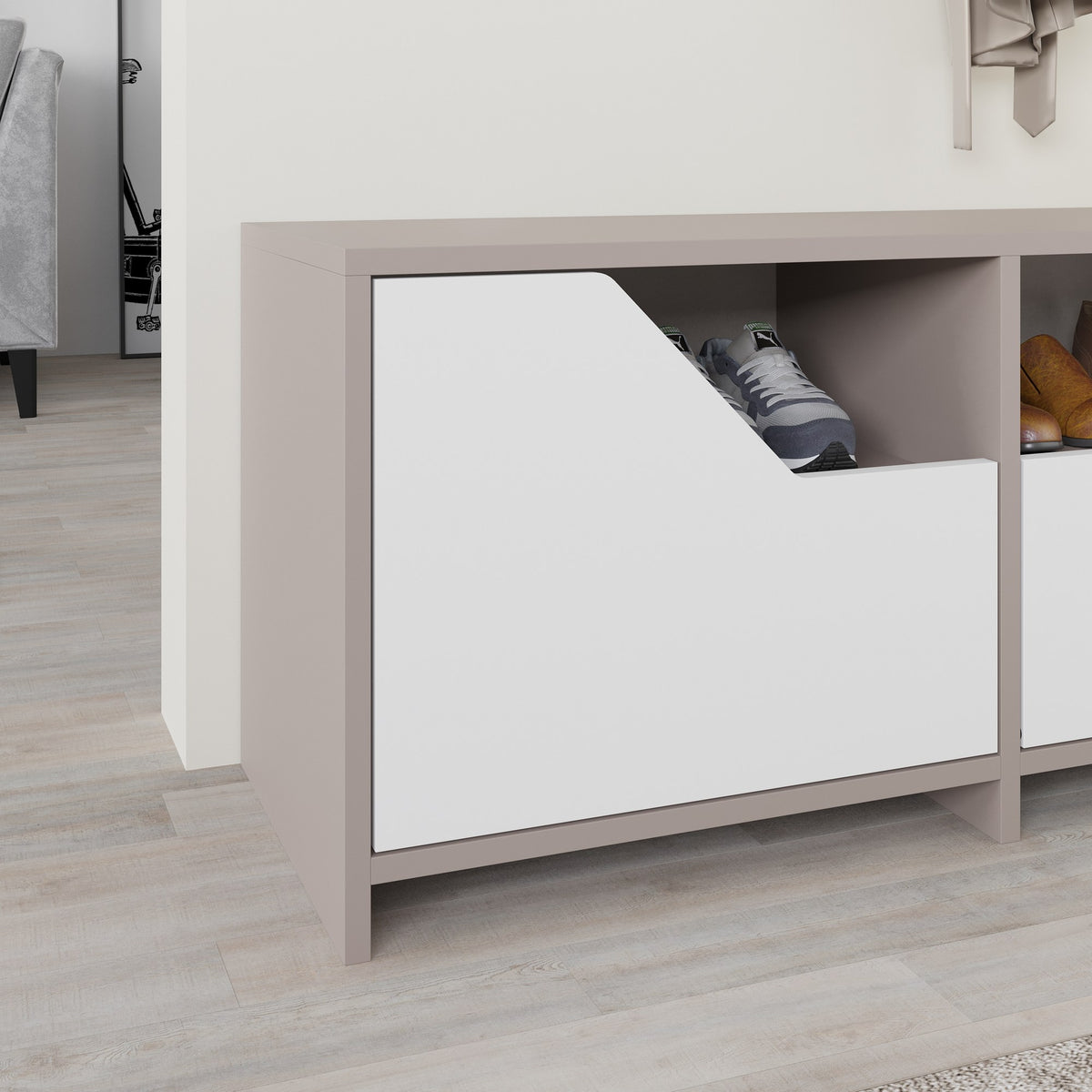 Shoe cabinets - Shoe cabinet Nexus Mocha White Melamine 105x47x37 cm - Dimehouse