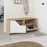 Shoe cabinets - Shoe cabinet Nexus Oak White Melamine 105x47x37 cm - Dimehouse