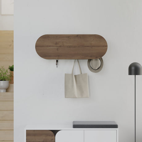 Coat racks - Coat rack Oval 6 - Angled - Hitit - 84x29 cm - With compartment - Dimehouse