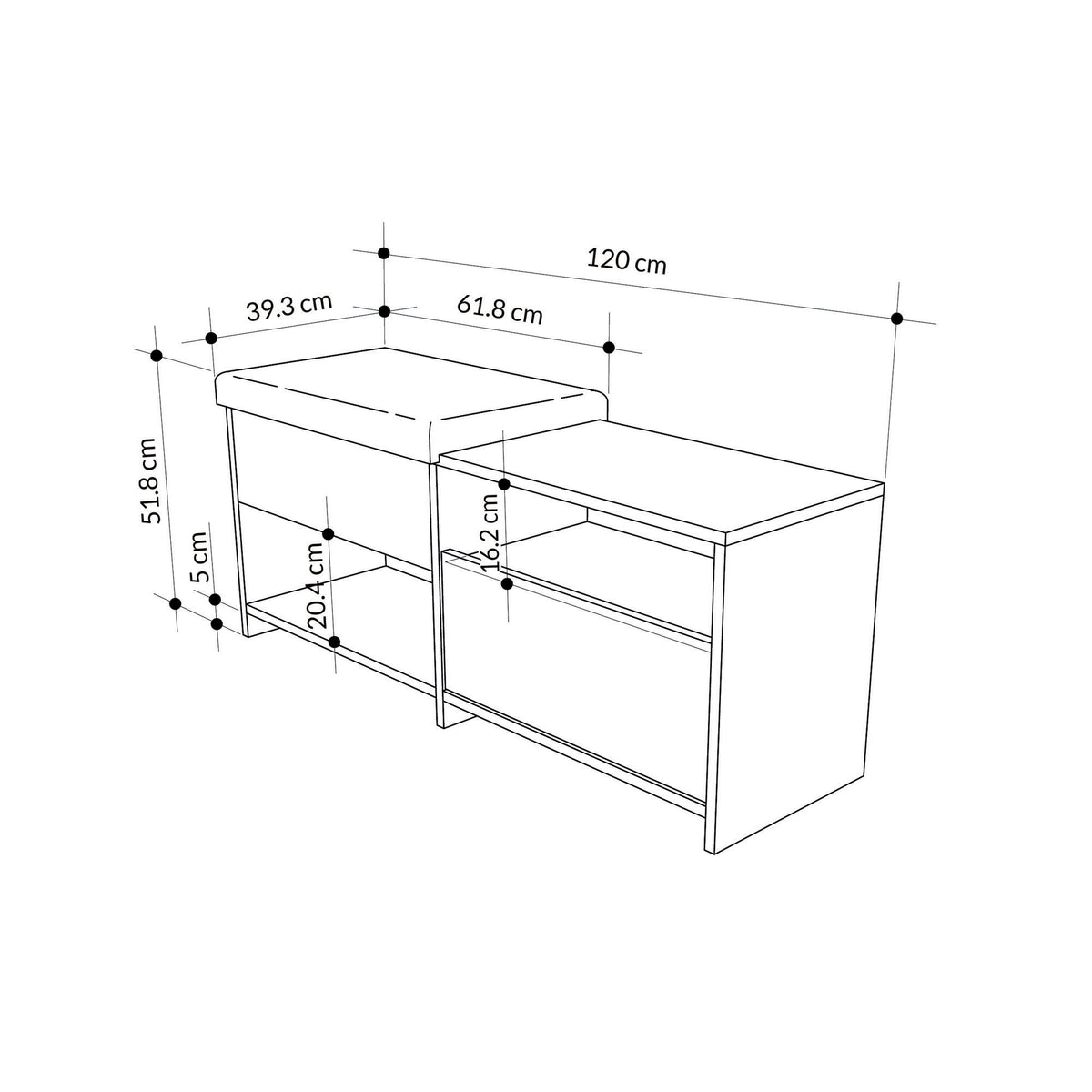 Shoe cabinets - Shoe cabinet Filux Anthracite Melamine 120.3x51x40.5 cm - Dimehouse