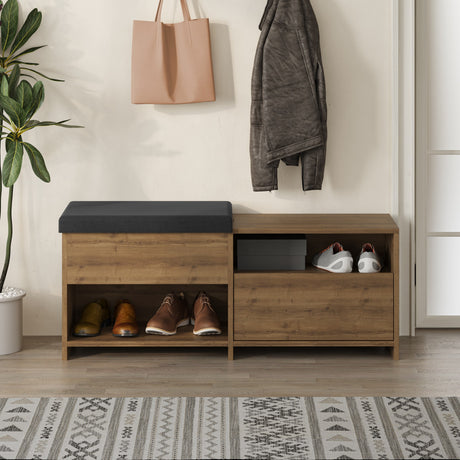 Shoe cabinets - Shoe cabinet Filux Natural Melamine 120.3x51x40.5 cm - Dimehouse