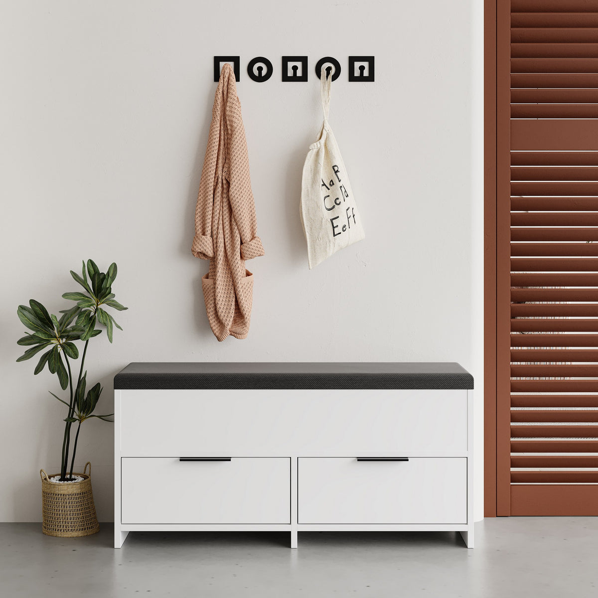 Shoe cabinets - Shoe cabinet Cove White Melamine 106x52x34 cm - Dimehouse