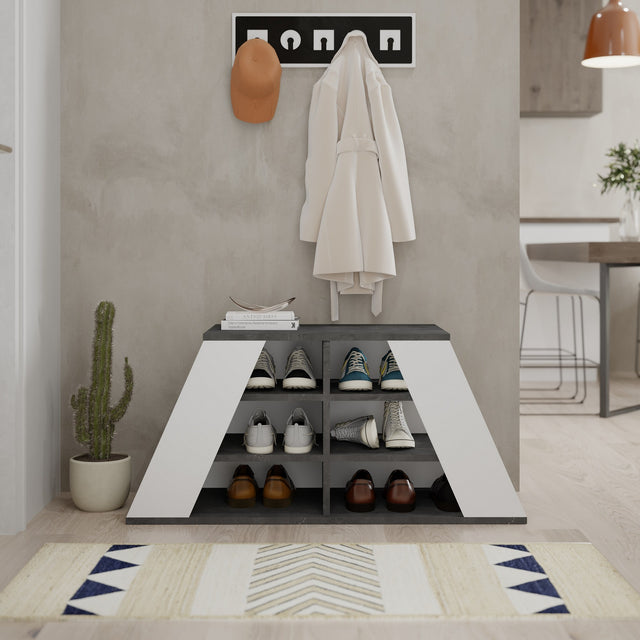 Shoe cabinets - Shoe cabinet Pyramid Gray White Melamine 105.5x50x37.5 cm - Dimehouse