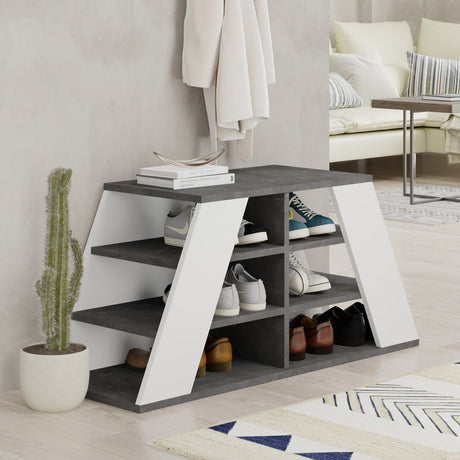 Shoe cabinets - Shoe cabinet Pyramid Gray White Melamine 105.5x50x37.5 cm - Dimehouse