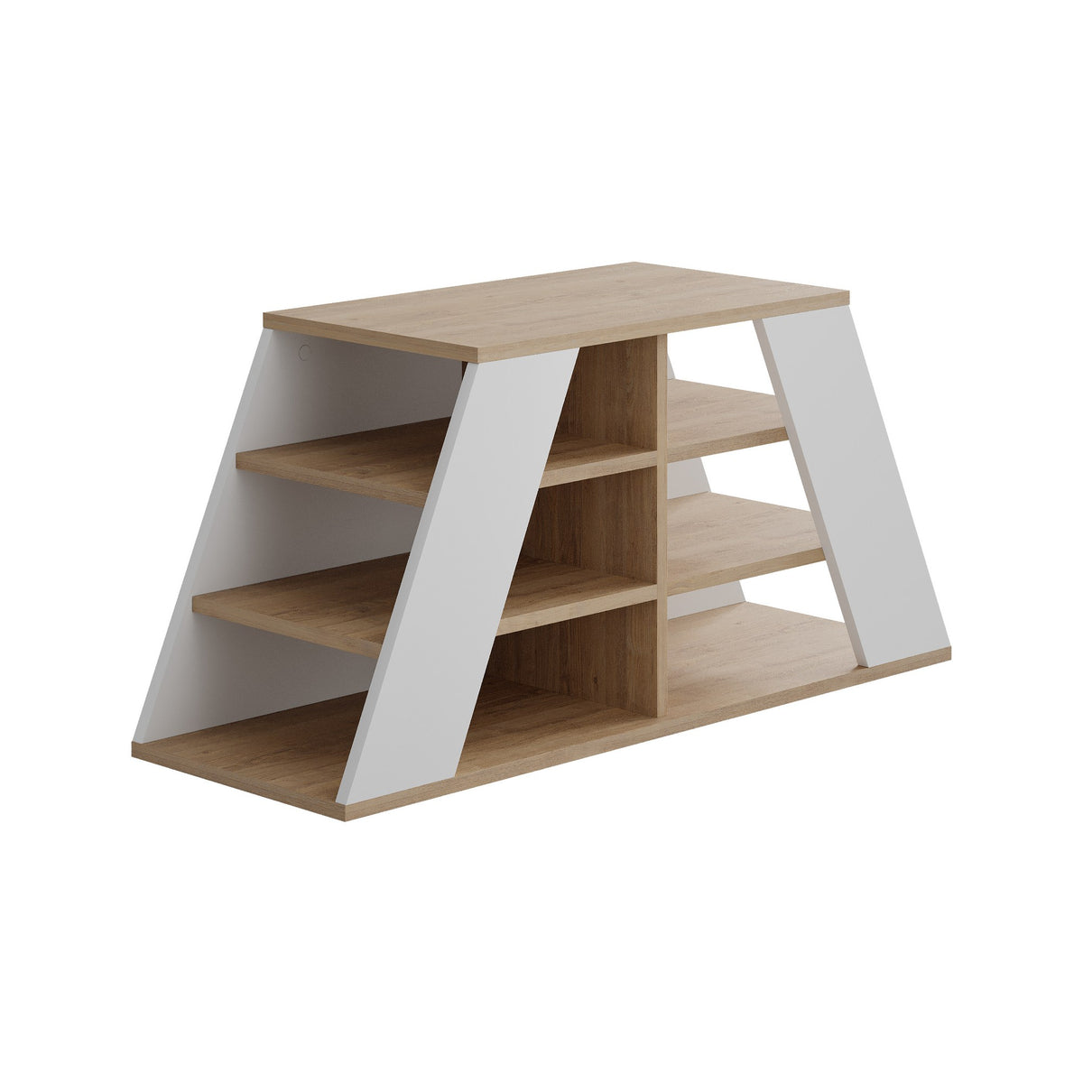 Shoe cabinets - Shoe cabinet Pyramid Oak White Melamine 105.5x50x37.5 cm - Dimehouse