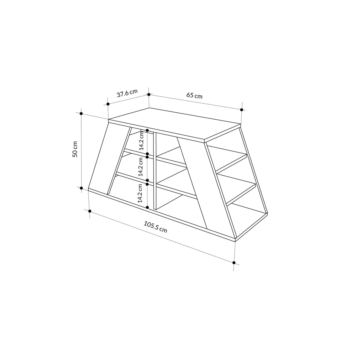 Shoe cabinets - Shoe cabinet Pyramid Oak White Melamine 105.5x50x37.5 cm - Dimehouse